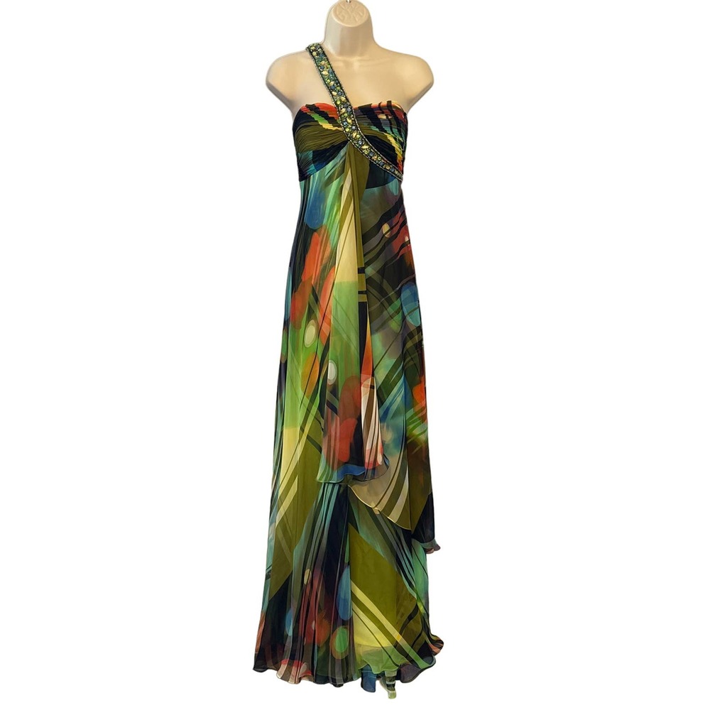 Night Moves Prom Collection‎ Multi-Colored One Strap Embellished Formal Gown 14